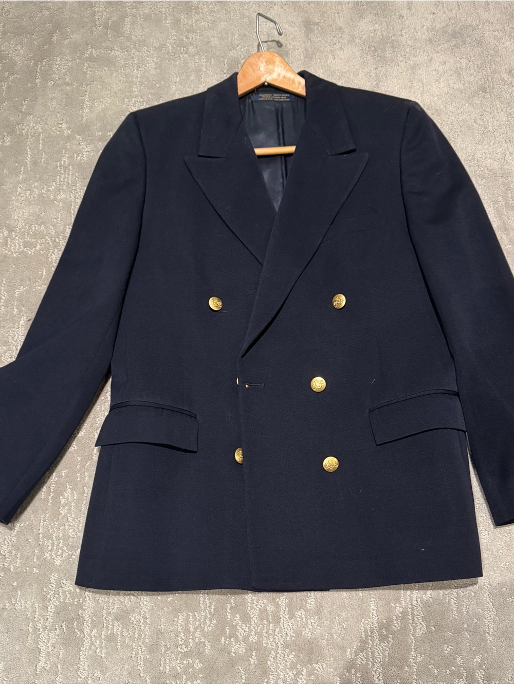 Brooks Brothers Navy Double-Breasted Peacoat with Gold Buttons